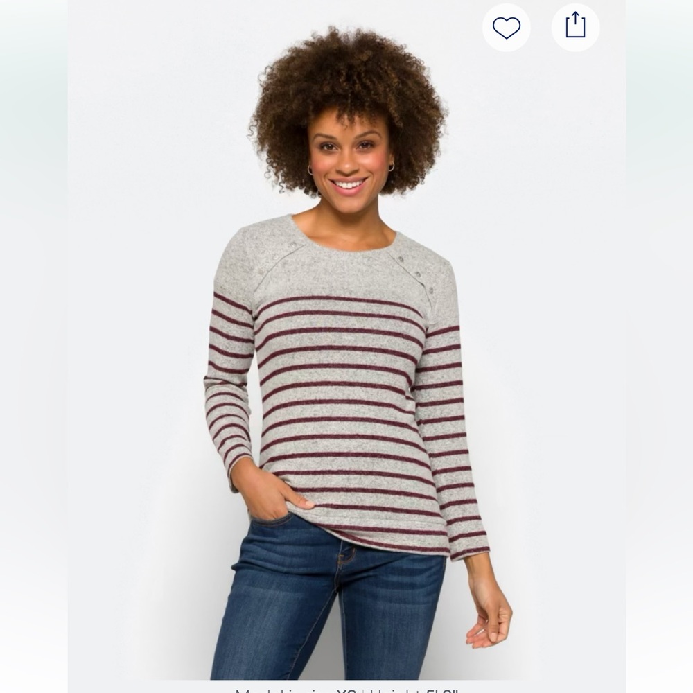 MARKET & SPRUCE Gloria Button Detail Brushed Knit Top